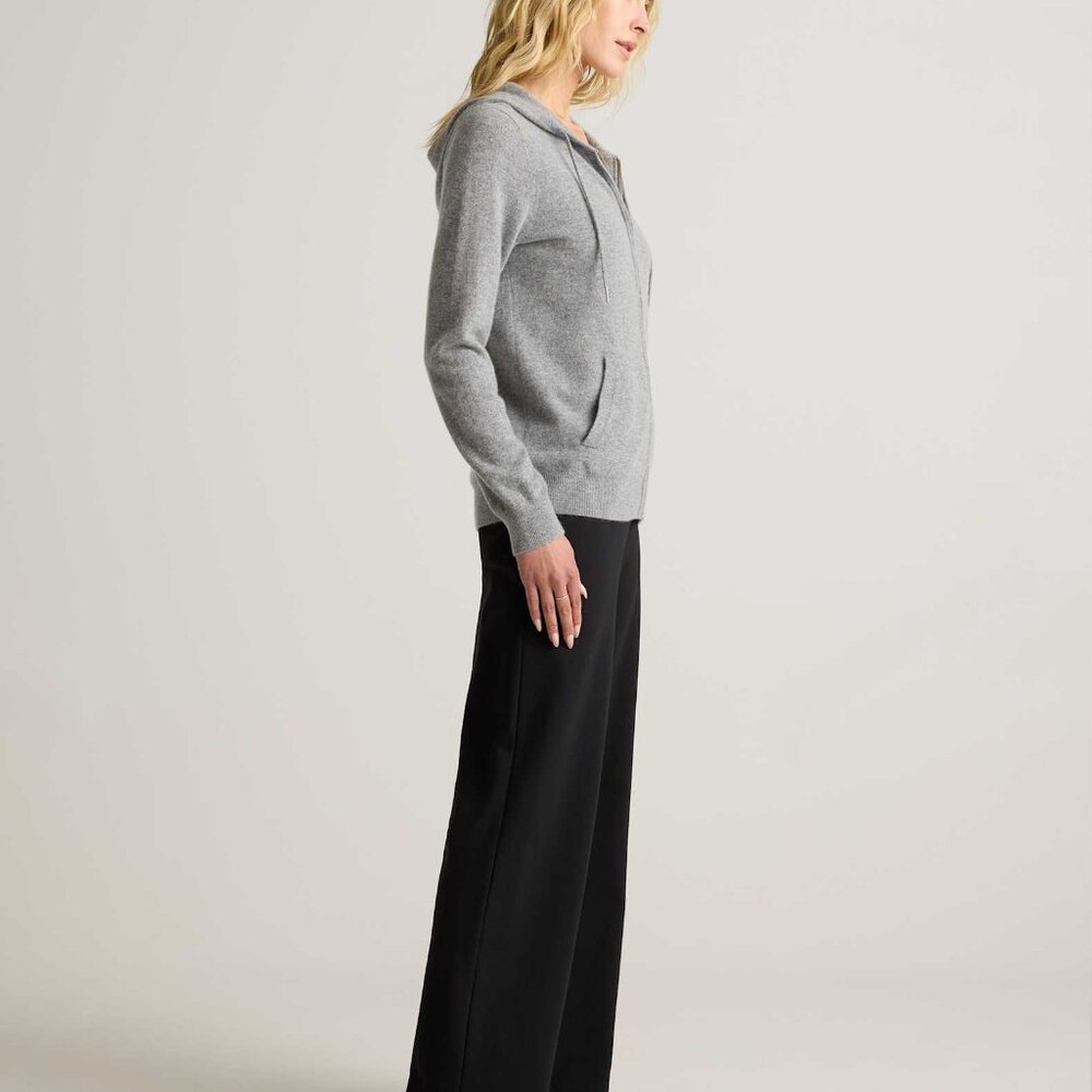 NWT Quince Mongolian Cashmere Full-Zip Hoodie Sweater Heather Grey - Picture 3 of 5
